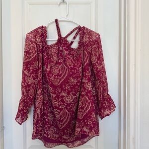 INC International Concepts Red Asymmetrical Flutter Sleeve